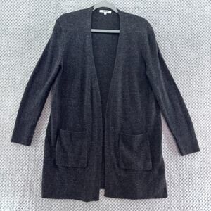 Madewell Sweater Womens XS Dark Gray Wool Blend Red Long Open Front Cardigan